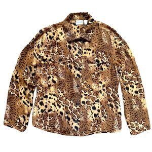 Chico’s Animal Print 💯% Silk Top Sz 1 (M)